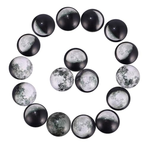 Gogogmee 100 Stück Glas Cabochons Halbkreis Rückseite mit Mond Finsternis mustern Bedruckte Glassteine für Schmuckherstellung Basteln und DIY Dekoration von Gogogmee