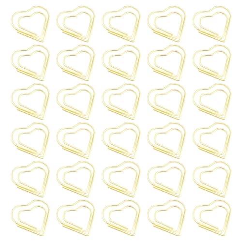 Gogogmee 100 Stück Herzförmige Büroklammern Goldene Metall Clip für Dokumente Einzigartige und Kreative Bürobedarf für Hochzeiten Notizen und Dekorationen von Gogogmee