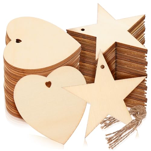 Gogogmee 100 Stück Holzschilder Sternform Herzform Dekorative Holztags mit Löchern für Bastelarbeiten Hochzeiten und Feiertagsdekorationen Gogogmee 100 Stück Holzschilder Sternform Herzform Dekorative Holztags mit Löchern für Bastelarbeiten Hochzeiten und Feiertagsdekorationen von Gogogmee