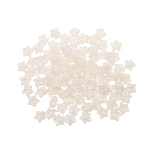Gogogmee 100 Stück Kunststoff Sterne Perlen Weiß Sternförmige Spacer Perlen Leicht Farbbrillant Langlebig für DIY Halsketten Armbänder Schlüsselanhänger Schmuck Zubehör von Gogogmee