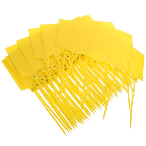 Gogogmee 100 Stück Kunststoff Versandetiketten Logistik Anhänger Gelb Luggage Labeling Tags Vielseitig für Gepäck Versand Lagerverwaltung von Gogogmee