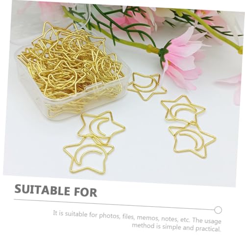 Gogogmee 100 Stück Metallklammern Stern Mondform Kleine Dekorative Büroklammern für Dokumente und Bastelarbeiten Goldfarbene Filigrane Clips für Büro und Alltag Gogogmee 100 Stück Metallklammern Stern Mondform Kleine Dekorative Büroklammern für Dokumente und Bastelarbeiten Goldfarbene Filigrane Clips für Büro und Alltag von Gogogmee