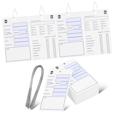 Gogogmee 100 Stück Ölwechselanhänger Papier mit Draht Aufhängung Doppelseitig Beschreibbar Öl Service History Tags Wartungsaufzeichnungen für Kfz Gogogmee 100 Stück Ölwechselanhänger Papier mit Draht Aufhängung Doppelseitig Beschreibbar Öl Service History Tags Wartungsaufzeichnungen für Kfz von Gogogmee