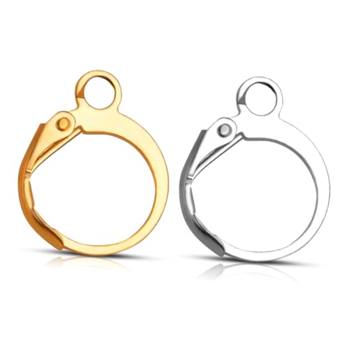 Gogogmee 100 Stück Teiliges Ohrringhaken Rostfreiem Metall DIY Schmuckzubehör für Damen und Mädchen Gold und Silber Langlebige Ohrclips mit Offenem Ösen design für Individuelle Ohrringe von Gogogmee