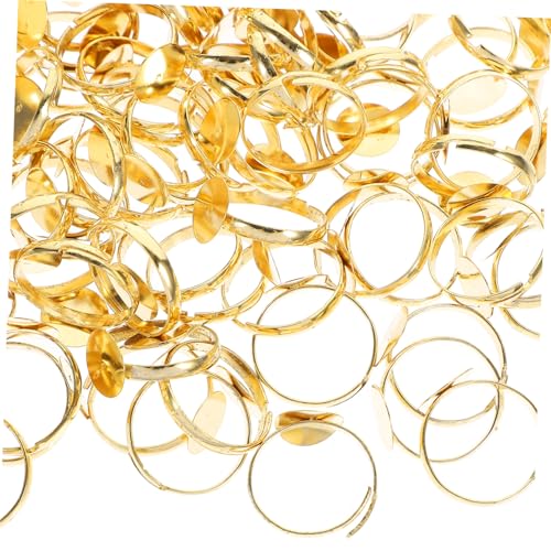 Gogogmee 100 Stück Verstellbare Ringrohlinge aus Legierung DIY Schmuckherstellung Ringbasis Pads für Kreative Bastelprojekte für Personalisierte Ringe und Geschenke von Gogogmee