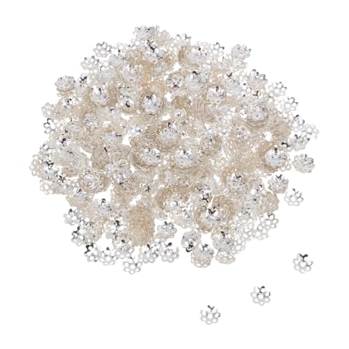 Gogogmee 1000 Stück Teiliges DIY Schmuckzubehör Silberne Blumen Perlenkappen aus Eisen Dekorative Spacer Perlen für Armbänder Halsketten Vielseitige Endkappen für Schmuckherstellung und von Gogogmee