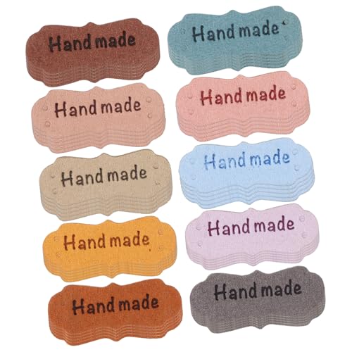 Gogogmee 100Stücke Handgefertigte PU Lederetiketten Farben für DIY Projekte Handgefertigte Tags für Kleidung Taschen Schuhe und Hüte Vielseitige Dekoration und Praktische von Gogogmee