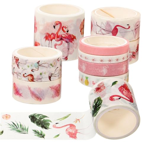 Gogogmee 10Rollen Washi Tapes mit Flamingo Design Dekoratives Klebeband für DIY Kunsthandwerk Scrapbooking und Journaling Langlebig und Leicht Zuschneidbar für Kreative von Gogogmee