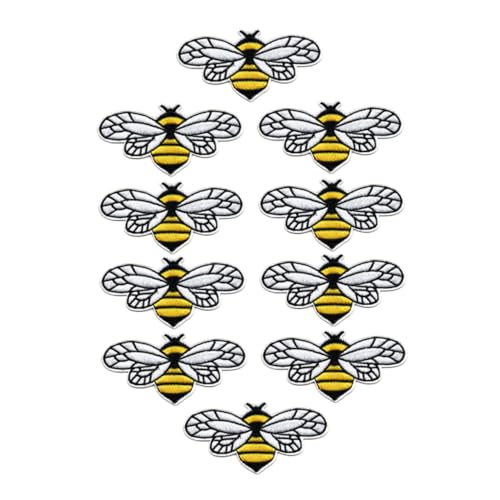 Gogogmee 10Stücke Bienen Applikationen Aufnäher zum Aufbügeln Hochwertige Dekorative Patches für Kleidung Taschen und Mehr für Kreative DIY Projekte und Persönliche Gestaltung von Gogogmee