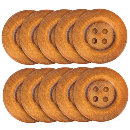 Gogogmee 10Stücke Holzknöpfe mit Löchern Runde DIY Knöpfe Umweltfreundliche Druckknöpfe für Bastelarbeiten für Jacken und Nähprojekte von Gogogmee