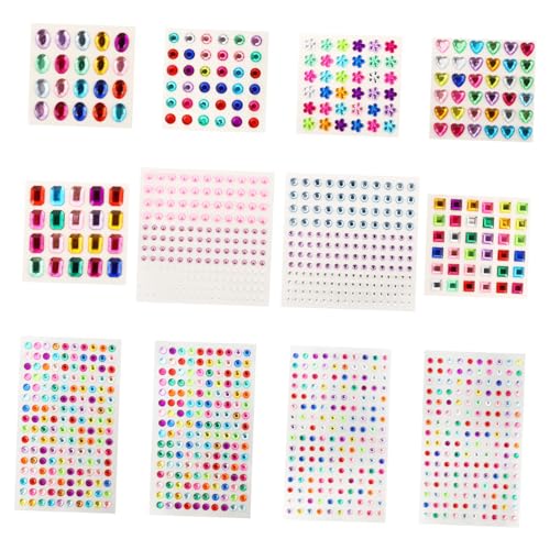 Gogogmee 12 Blatt Nagelkunst Dekoration Selbstklebende Strasssteine für DIY Maniküre Mehrfarbige Acryl Diamanten für Festivals und Kreative Designs von Gogogmee