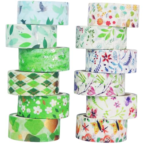 Gogogmee 12 Rollen Dünnes Washi Tape mit Frischem Floralem Muster Dekoratives Klebeband für Scrapbooking Journaling DIY Basteln Geschenkverpackung Vielseitig Einsetzbar Leicht Klebend von Gogogmee