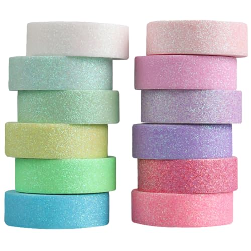Gogogmee 12 Rollen Washi Tape Glitter Klebeband Buntes DIY Masking Tape für Scrapbooking Tagebuch Geschenkverpackung Kunsthandwerk Geeignet für Bastler und Schüler Gogogmee 12 Rollen Washi Tape Glitter Klebeband Buntes DIY Masking Tape für Scrapbooking Tagebuch Geschenkverpackung Kunsthandwerk Geeignet für Bastler und Schüler von Gogogmee
