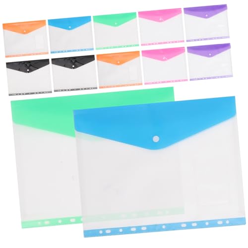 Gogogmee 12 Stück Dokumenten Taschen mit Druckknopf Transparente Datei Aufbewahrungstaschen für Büro Multifunktionale Organizer für Unterlagen und Bürobedarf für Schüler und von Gogogmee