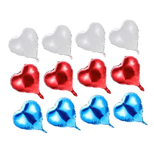 Gogogmee 12 Stück Herzballons aus Aluminiumfolie Dekoration für Juli Partybedarf in Weiß Rot und Blau Deko für Feiertagsfeiern und Festlichkeiten von Gogogmee