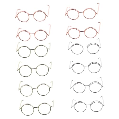 Gogogmee 12 Stück Mini Brillen Set für Puppen Roségold Silber und Gold ohne Gläser Zubehör für Kreative Spielideen und Fotografie Dekorationen von Gogogmee