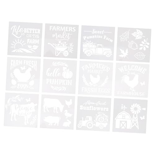 Gogogmee 12 Stück Teiliges Bauernhof Motiv Schablonen Langlebige Praktische Stencils für DIY Wand Stoff und Boden Dekor Sichere Wiederverwendbare Zeichenschablonen ohne Scharfe Kanten Gogogmee 12 Stück Teiliges Bauernhof Motiv Schablonen Langlebige Praktische Stencils für DIY Wand Stoff und Boden Dekor Sichere Wiederverwendbare Zeichenschablonen ohne Scharfe Kanten von Gogogmee