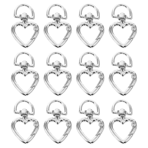Gogogmee 12 Stück Teiliges Herz Karabiner Clips Schlüsselanhänger aus Federleichter Feder ringschlossverschluss Silberfarbene DIY Anhänger für Taschen Schlüsselbunde und Modische von Gogogmee