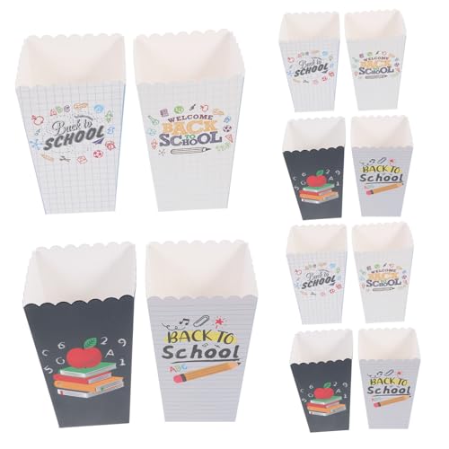 Gogogmee 12 Stück Teiliges Kleine Papier Popcorn Boxen mit Offenem Deckel Sichere Snackbehälter mit Bunten Motiven Großzügiges Fassungsvermögen für Schulparty Klassenzimmerdekoration und von Gogogmee