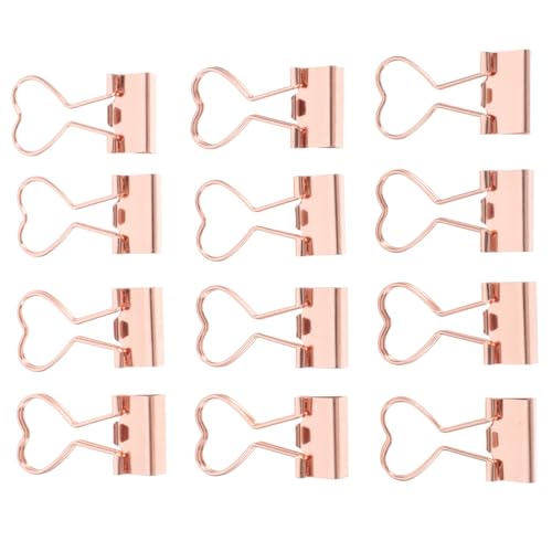 Gogogmee 12 Stück Teiliges Metall Binder Clips in Roségold Kleine Büroklammern für Papier Dokumente und Rechnungen Praktische und Stabile Aktenklemmen für Schule Büro und Zuhause von Gogogmee