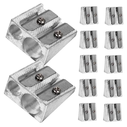 Gogogmee 12 Stück Teiliges Metall Bleistiftspitzer Doppelloch Manuell Robust Leicht für Schule Büro Studium Handlich Langlebig Praktische Anspitzer von Gogogmee