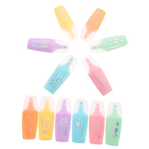 Gogogmee 12 Stück Teiliges Mini Textmarker Cartoon Marker Pen mit Meißelspitze Bunte Schulmarker für Notizen Journal Scrapbook für Schüler und Kreative Anwendungen von Gogogmee