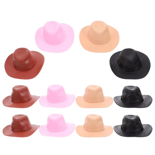 Gogogmee 12 Stück Teiliges Mini-cowboyhut- Kleine Kunststoff-puppenhüte Glatte Kanten Langlebig Vielseitig für Miniatur-Dekorationen Partys und Bastelprojekte Praktische für Einfache von Gogogmee