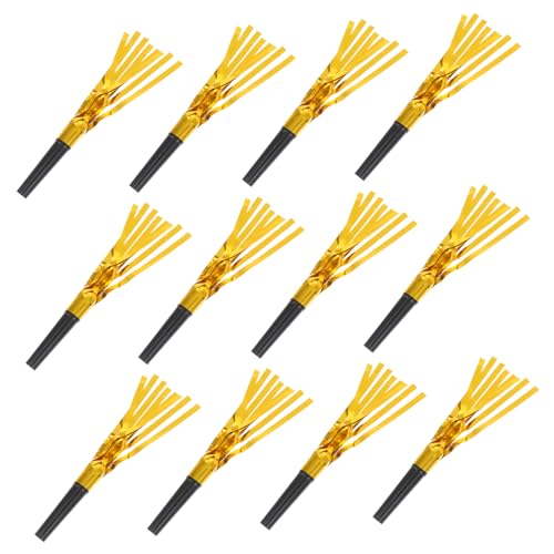 Gogogmee 12 Stück Teiliges Partygebälse mit Goldfarbenen Quasten Laute Krachmacher und Pfeifen Robuste Bühne Performance Whistles für Neujahrsfeier und Festliche Partys von Gogogmee
