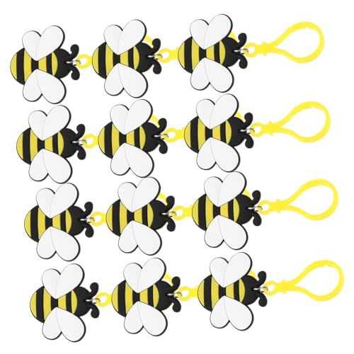 Gogogmee 12 Stück Teiliges Süßer Bienen Schlüsselanhänger aus Langlebigem Leichte Taschen Rucksack deko Praktische Bag Charms Bienen Party Mitgebsel Farblich Sortiert Zufällige Farbe von Gogogmee