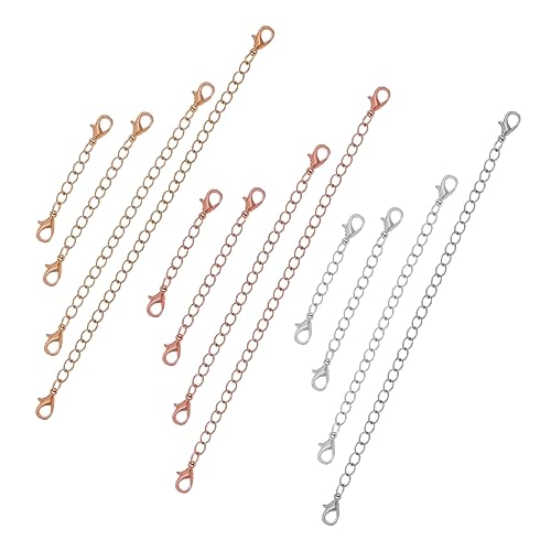 Gogogmee 12 Stück Teiliges Verlängerungsketten aus Legiertem Material in Gold Silber und Roségold Verschiedene Längen Schmuck und Armbandverlängerung für DIY Bastelprojekte Langlebig und von Gogogmee