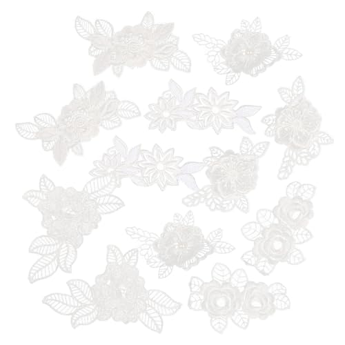 Gogogmee 12 Stück Teiliges Weiße Spitzen applikationen zum Aufnähen Dekorative Blumen Netzstoff patches für DIY Bekleidungsreparatur und Modische Kleidungsdekoration von Gogogmee