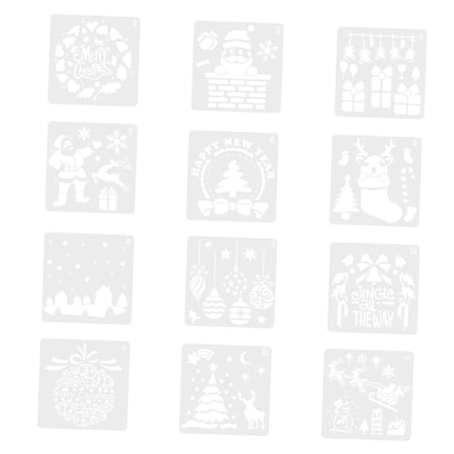 Gogogmee 12 Stück Teiliges Wiederverwendbares Weihnachts Malschablonen Umweltfreundlichem Verschleißfest für DIY Kunstprojekte Scrapbooking Geschenkgestaltung Geeignet für Erwachsene von Gogogmee