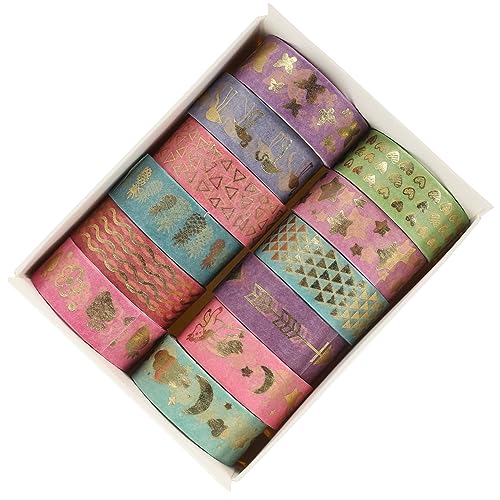 Gogogmee 12 Stück Washi Papier Klebebänder Dekorative Washi Tapes für Scrapbooking DIY Bastelprojekte pro Rolle für Handbücher und Fotoalben von Gogogmee