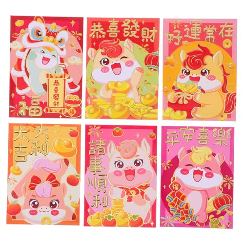 Gogogmee 120 Stück Chinesische Glücksgeldumschläge Jahr Des Pferdes Cartoon Rote Umschläge für Frühlingsfest Stabile Papierqualität Geschenkumschläge für Geldgeschenke und Karten von Gogogmee