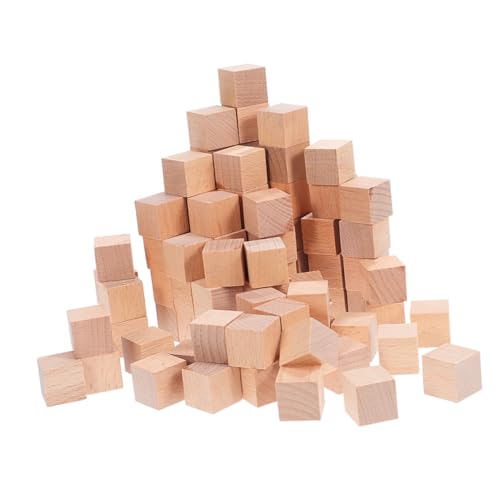 Gogogmee 120 Stück Quadratische Holzblöcke Holz Bastelwürfel Stapelblöcke Bausteine Holz Stapelspielzeug Kinderbausteine Unvollendete Quadratische Blöcke Würfel von Gogogmee