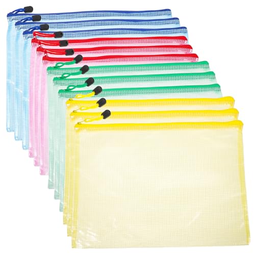 Gogogmee 12Stücke Dokumententaschen Tragbare Reißverschlusstaschen für Schule und Büro Mehrzweck Organizer für Unterlagen und Reiseunterlagen Farben Blau Rot von Gogogmee