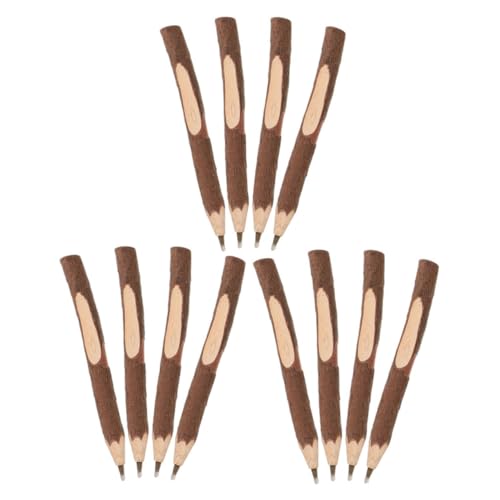 Gogogmee 12Stücke Rustikale Holz Kugelschreiber mit Schwarzer Ästhetische Schreibwaren für Journaling und Bürobedarf Handgefertigte Stifte im Originalholz Look von Gogogmee