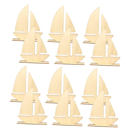 Gogogmee 12Stücke Unlackierte Holzausschnitte Segelboot Form DIY Bastelbedarf für Kreative Projekte zum Bemalen und Dekorieren für Erwachsene von Gogogmee