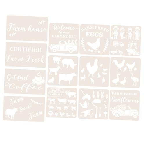 Gogogmee 13 Stück Teiliges Farm Themen Malschablonen für DIY Projekte für Scrapbooking Kindergeburtstage und Kreative Malaktivitäten von Gogogmee