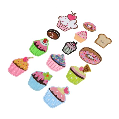 Gogogmee 13 Stück Teiliges von Süßen Cupcake Stoffpatches zum Aufbügeln oder Aufnähen Applikationen für Jeans Taschen Hüte und DIY Projekte von Gogogmee