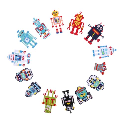 Gogogmee 14Stücke Cartoon Roboter Aufnäher zum Aufbügeln Lustige Bestickte Patches für Jeans Jacken und Hüte zum Reparieren von Löchern und Dekorieren von Kleidung von Gogogmee