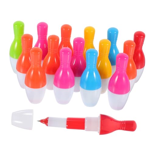 Gogogmee 15 Stück Bowlingkugel Stift Mini-Bowlingstift lustig bunt Bowling-Kugelschreiber Neuheit mehrfarbig schreiben Stifte Cartoon-Kugelschreiber Stifte für Cartoon Stift von Gogogmee
