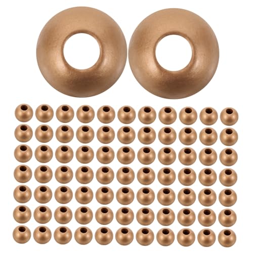 Gogogmee 150 Stück Große Loch Holzperlen Leichte Runde DIY Holzperlen für Armbänder Halsketten Bastelprojekte Kreative Schmuckherstellung für Erwachsene von Gogogmee