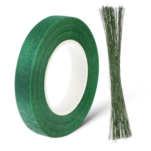 Gogogmee 150Stücke Blumenstiele mit Floralem Klebeband Künstliche Blumenstängel Draht für Kreative Bastelprojekte und Blumenarrangements für DIY und Floristenbedarf von Gogogmee