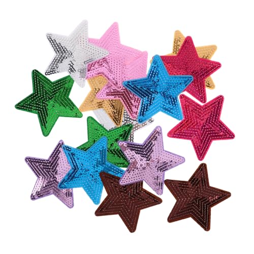 Gogogmee 16 Stück Teiliges Fünfzackige Sterne Pailletten Aufnäher zum Aufnähen und Aufbügeln Applikationen für Kleidung Hüte Taschen Einfache Befestigung Diy Stoffflicken Zubehör von Gogogmee