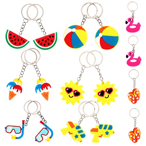 Gogogmee 16 Stück Teiliges Hawaii Schlüsselanhänger Set Tropische Deko für Sommerpartys Schlüsselring mit Frischen Sommermotiven für Strand und Luau Feiern Praktischer Schlüsselanhänger für von Gogogmee