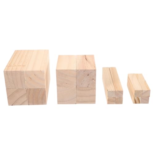 Gogogmee 16 Stück Teiliges Holzblöcke aus Massivem Unbehandeltem Holz Rechteckige Bastelklötze zum Schnitzen für DIY Holzhandwerk Kreative Projekte und Dekorationen von Gogogmee