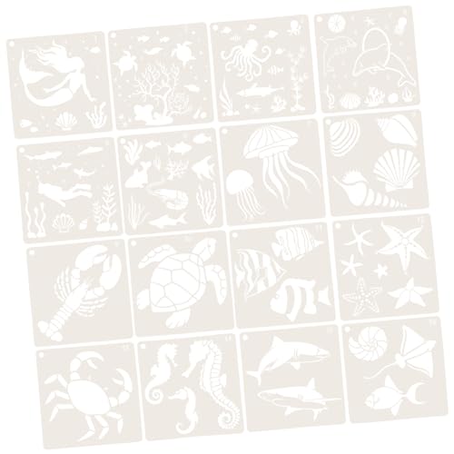 Gogogmee 16 Stück Teiliges Unterwasser malvorlagen Meeres tiermotiven Wiederverwendbare Pet schablonen für DIY kunsthandwerk für Holzschilder Scrapbooking und Wanddekoration von Gogogmee