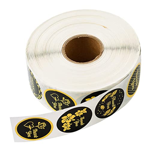 Gogogmee 1Rolle Dekorative Dankeschön Aufkleber Selbstklebende DIY Etiketten für Abschlussfeier mit Verschiedenen Blumenmustern Sicher und Langlebig für Geschenkverpackungen von Gogogmee