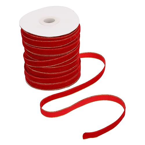 Gogogmee 1Rolle Geschenkband Rotes Veloursband für Weihnachtkränze Dekoration DIY für Geschenkverpackungen Bogen Feiertagskunstwerke von Gogogmee